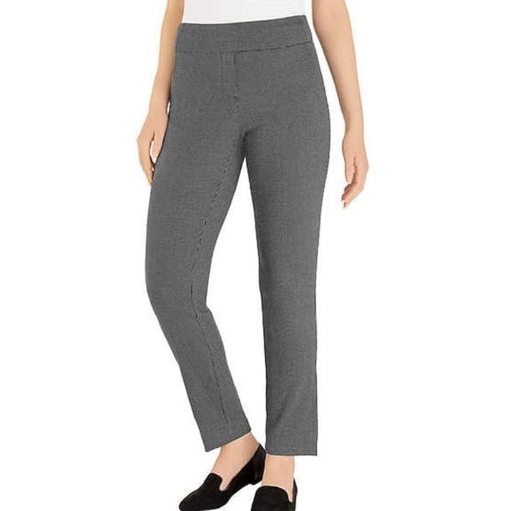 NWT Hilary Radley Women Pull On Ankle Dress Pant Black Heather Gray S $50 5C073